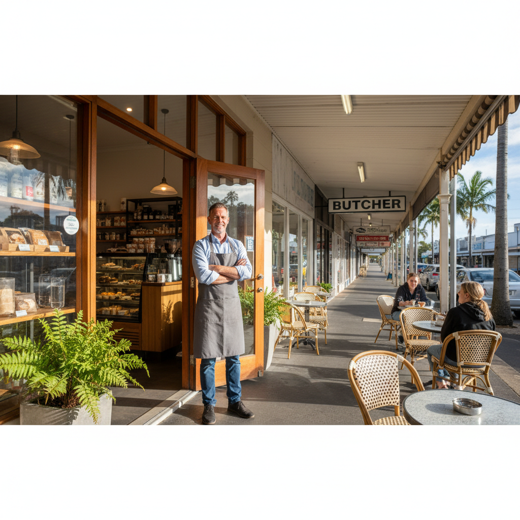 Brisbane small business owner outside their shop