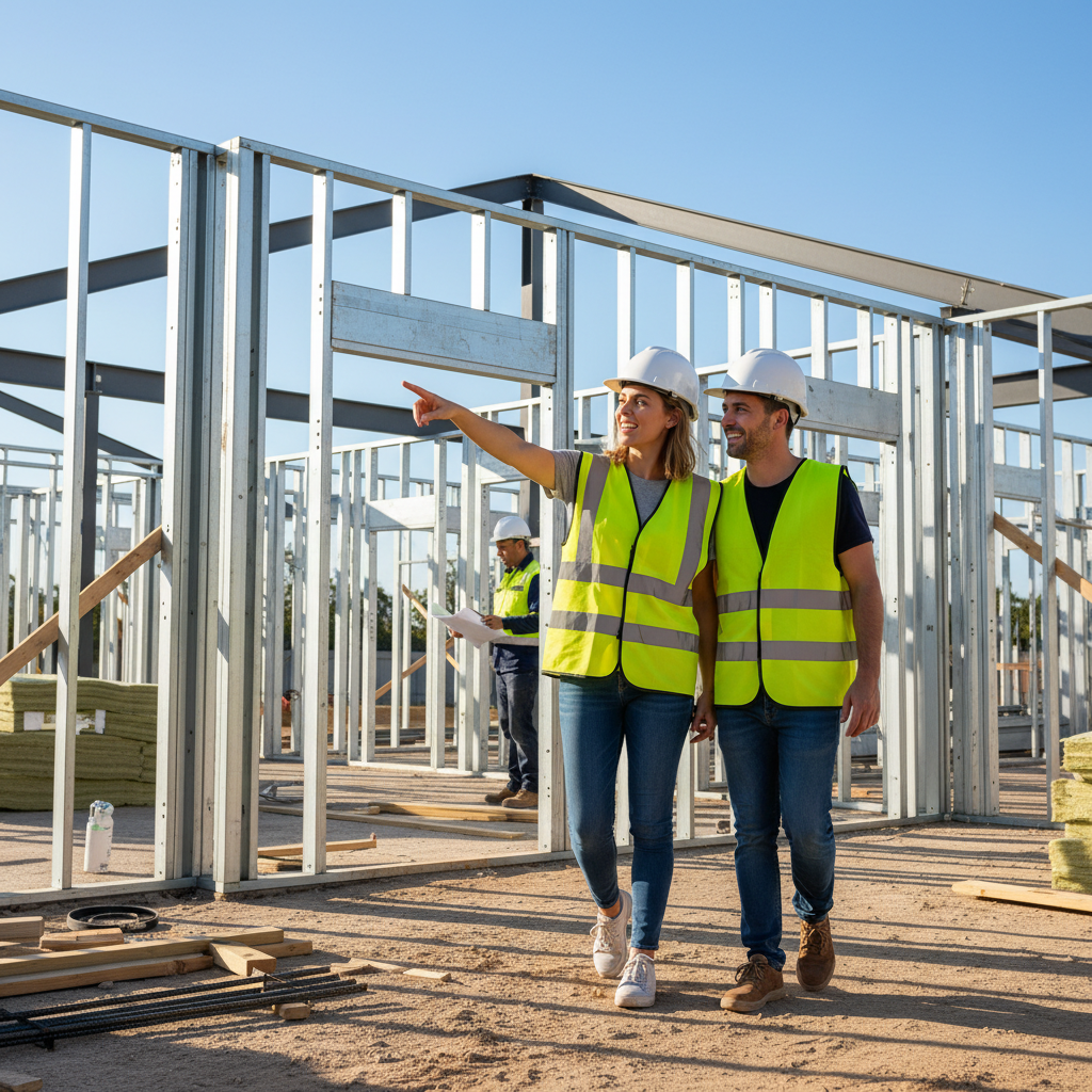 Brisbane couple visiting their home under construction